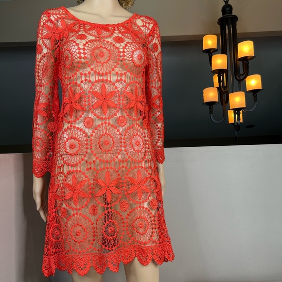 h and m crochet dress Ladies - Light Beige Crochet-Look Mini - Size: XL Scalloped edges at upper front and at hem. H&M | Dresses | Coachella